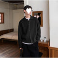 Men Jacket | Ribbed Knit Drop-Shoulder Button-Front Fit