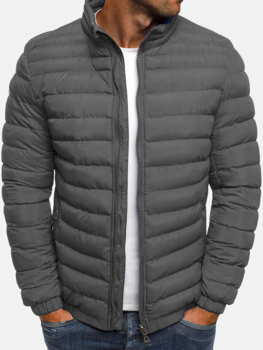 Men Puffer Jacket | Slim Fit with Full-Length Zip Closure