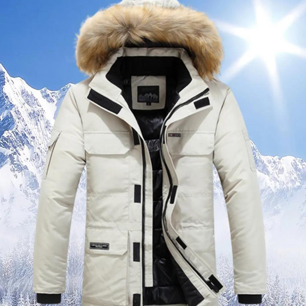 Men Parka | Insulated Hooded Mid-Length Zip-Front Design