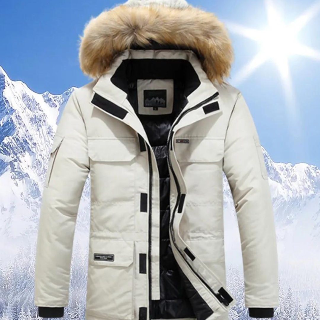 Men Parka | Insulated Hooded Mid-Length Zip-Front Design