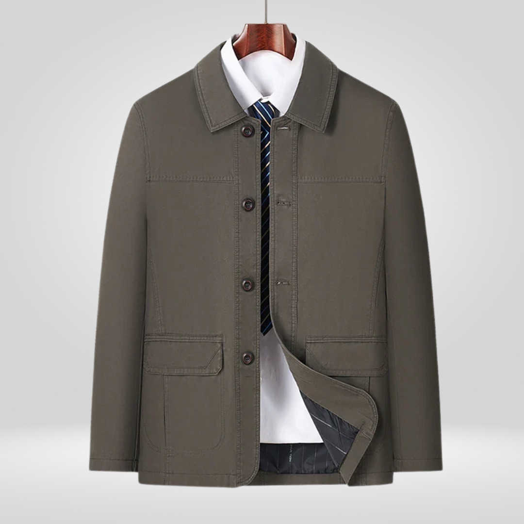 Men Jacket | Loose Fit with Button Front Closure | Spring