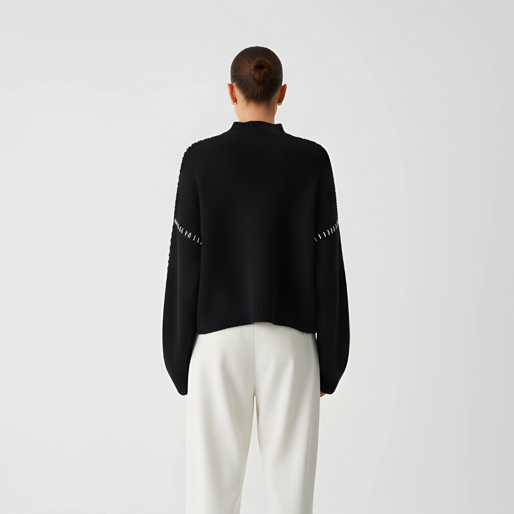 Women Sweater | Loose Fit Pullover with Sleeve Detail