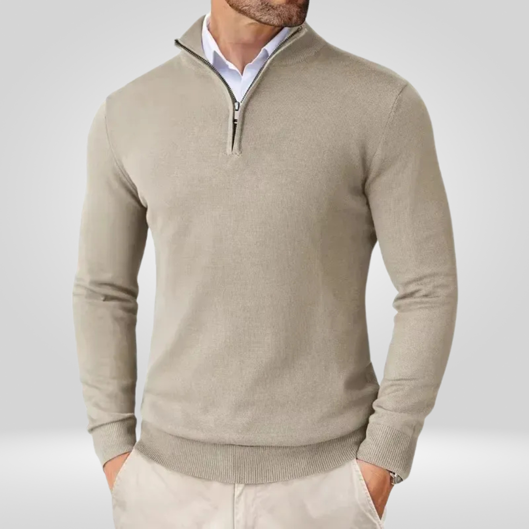 Men Sweater | Quarter-Zip Stand-Up Collar Slim Fit