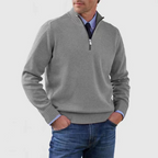 Men Sweater | Quarter-Zip Stand Collar with Ribbed Trim