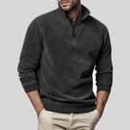 Men Sweater | Half-Zip Collar with Ribbed Cuffs and Hem