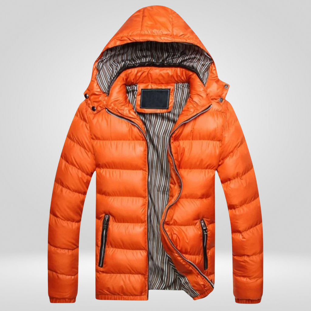 Men Jacket | Quilted Insulated Hood with Zip Snap Front
