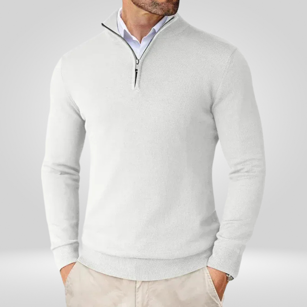 Men Sweater | Quarter-Zip Stand-Up Collar Slim Fit