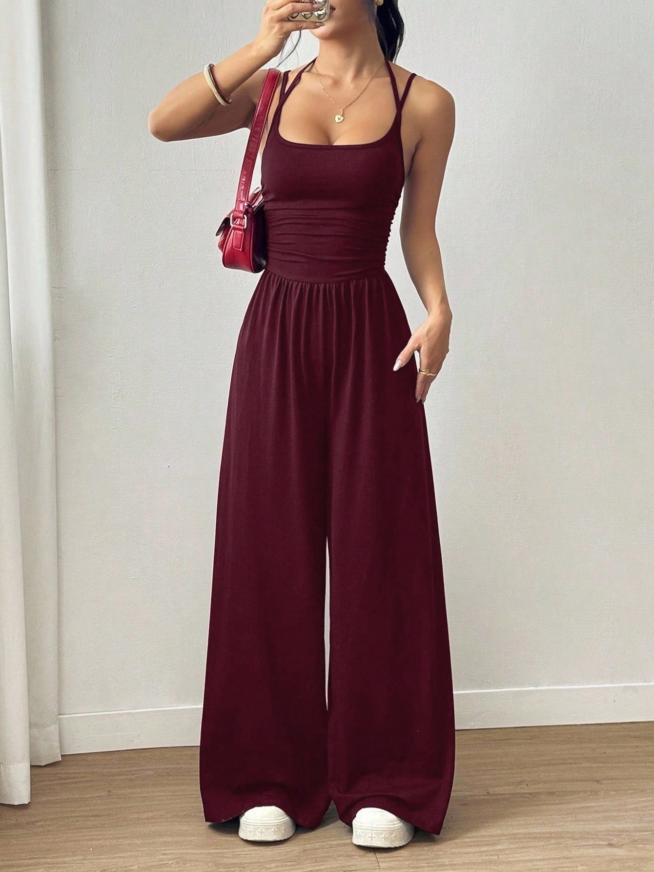 Women Jumpsuit | Wide Leg Fit with Ruched Waist Detail