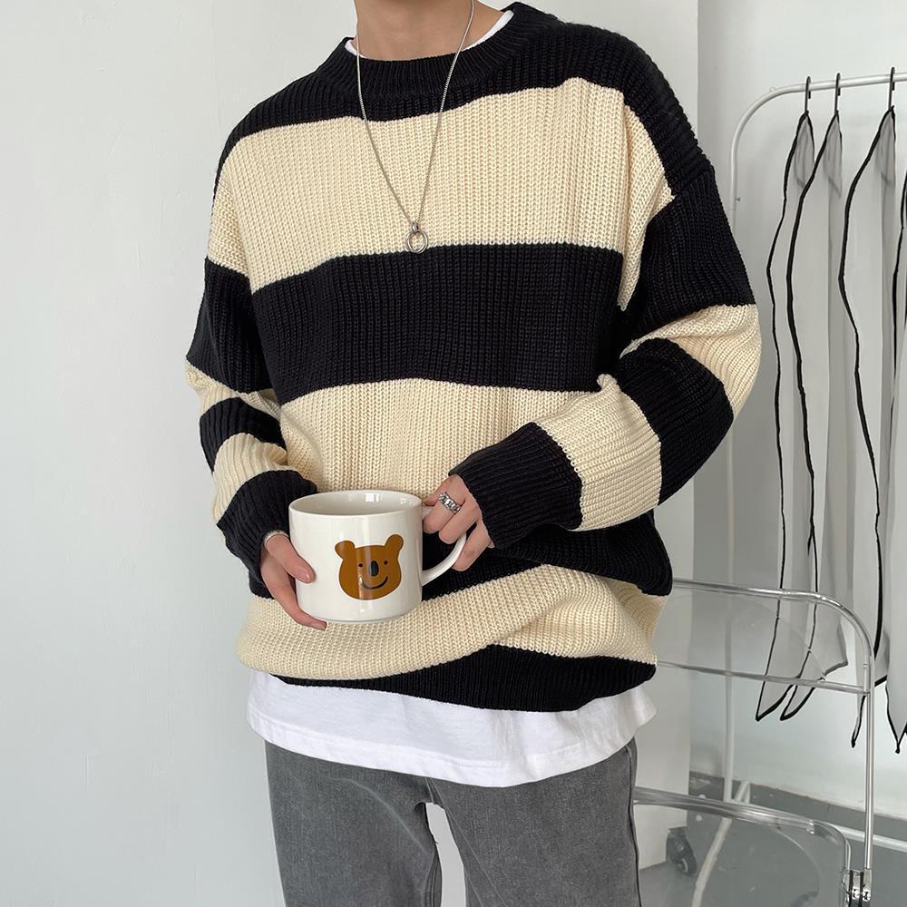 Men Sweatshirt | Oversized Crew Neck Colour Block Stripe Fit