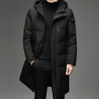Men Puffer Jacket | Longline Fit with Detachable Hood