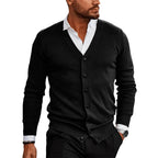 Men Cardigan | V-Neck Button Front with Ribbed Trim