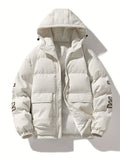 Men Puffer Jacket | Quilted Hood with Graphic Back Print
