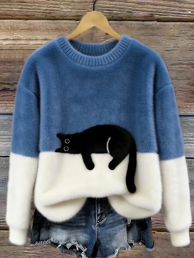 Women Sweater | Colourblock Relaxed Fit with Appliqué Detail
