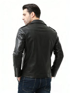 Men Jacket | Asymmetric Zip Biker with Belted Waist Fit