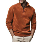 Men Sweater | Half-Zip Collar with Ribbed Cuffs and Hem