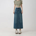 Women Skirt | High-Waist Maxi Denim with Back Slit