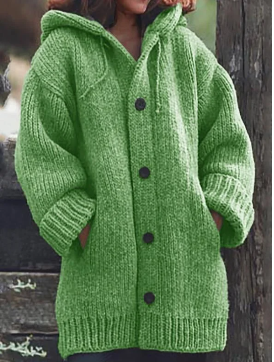 Women Cardigan | Oversized Longline Fit with Hood and Buttons