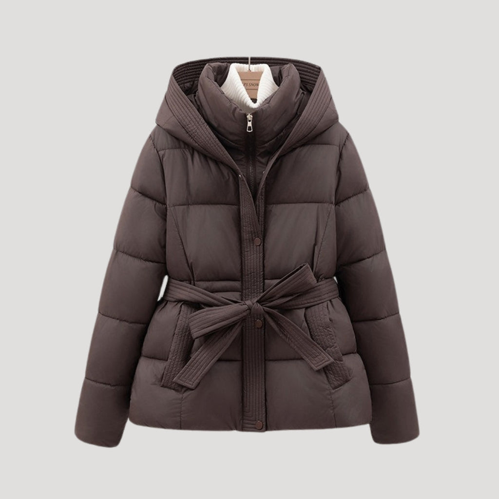 Women Coat | Quilted Belted Design with Attached Hood