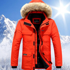 Men Parka | Insulated Hooded Mid-Length Zip-Front Design