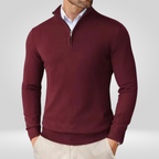 Men Sweater | Quarter-Zip Stand-Up Collar Slim Fit