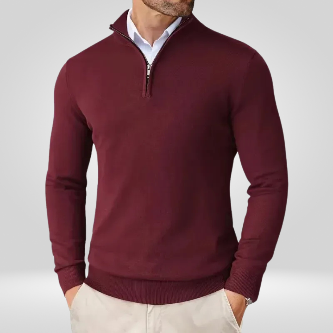 Men Sweater | Quarter-Zip Stand-Up Collar Slim Fit
