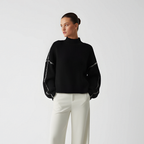 Women Sweater | Loose Fit Pullover with Sleeve Detail