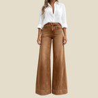 Women Trousers | High-Rise Wide Leg with Vintage Wash Denim
