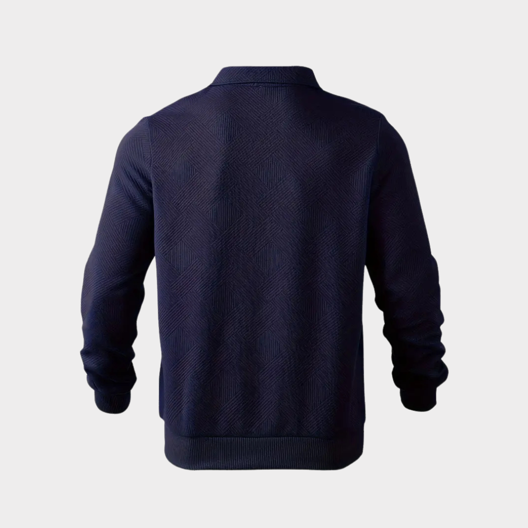 Men Sweater | Quarter-Zip Turtleneck with Geometric Knit Pattern