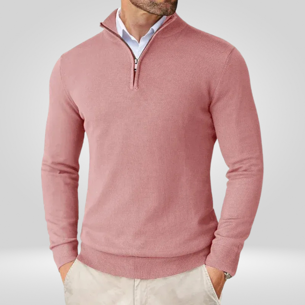 Men Sweater | Quarter-Zip Stand-Up Collar Slim Fit