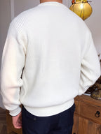 Men Sweatshirt | Crew Neck Ribbed Knit with Long Sleeves