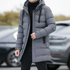 Men Puffer Jacket | Hooded Long Fit with Toggle Cuffs