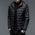 Men Jacket | Hooded Zip-Up Quilted Down Fill Regular Fit