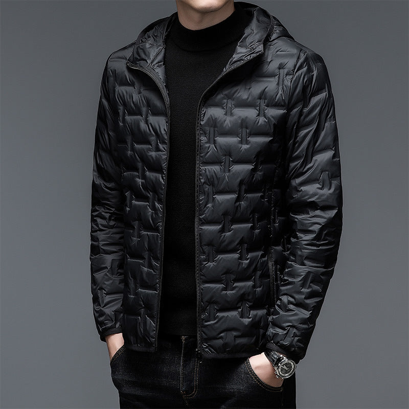 Men Jacket | Hooded Zip-Up Quilted Down Fill Regular Fit