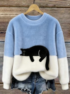 Women Sweater | Colourblock Relaxed Fit with Appliqué Detail