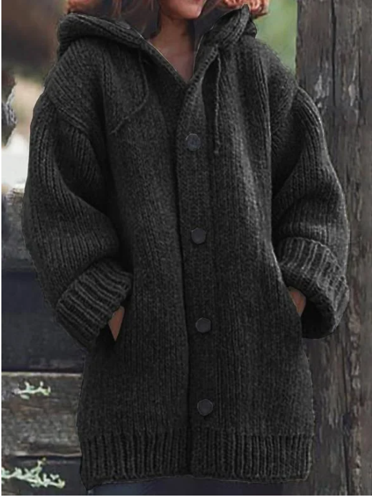 Women Cardigan | Oversized Longline Fit with Hood and Buttons