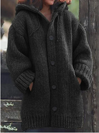 Women Cardigan | Oversized Longline Fit with Hood and Buttons