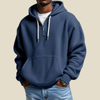 Men Hoodie | Quarter-Zip Relaxed Fit with Kangaroo Pocket