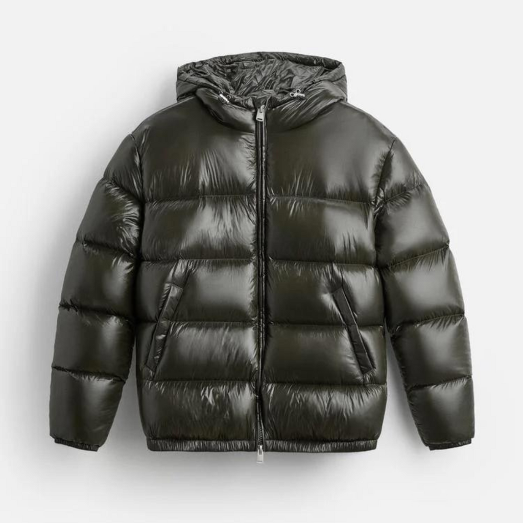 Men Puffer Jacket | Loose Fit with Attached Hood