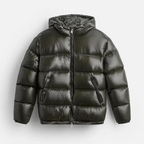 Men Puffer Jacket | Loose Fit with Attached Hood