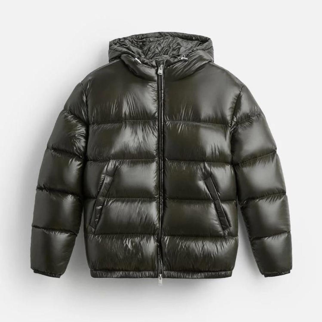 Men Puffer Jacket | Loose Fit with Attached Hood