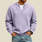 Men Sweatshirt | Relaxed Fit with Waffle Texture Detail