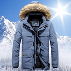 Men Parka | Insulated Hooded Mid-Length Zip-Front Design