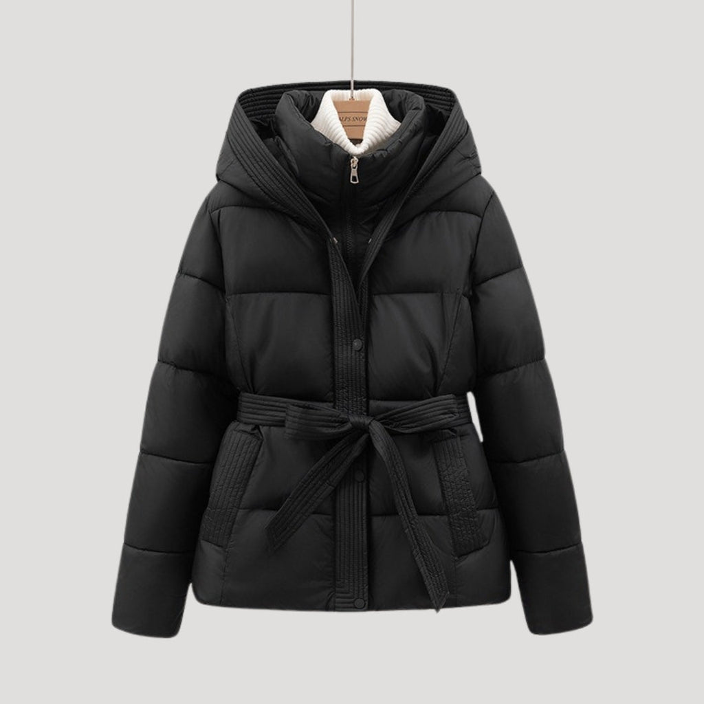 Women Coat | Quilted Belted Design with Attached Hood
