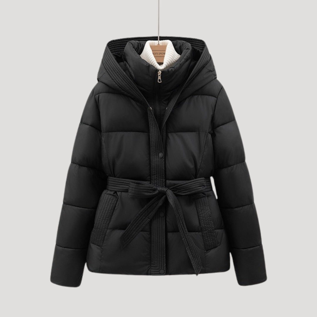 Women Coat | Quilted Belted Design with Attached Hood
