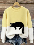 Women Sweater | Colourblock Relaxed Fit with Appliqué Detail