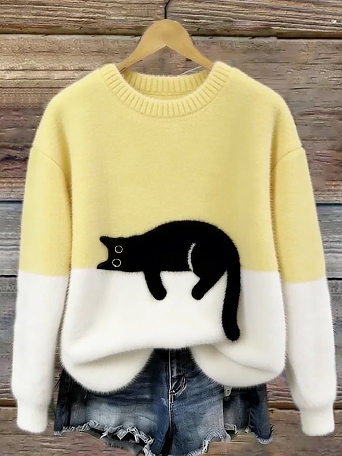 Women Sweater | Colourblock Relaxed Fit with Appliqué Detail