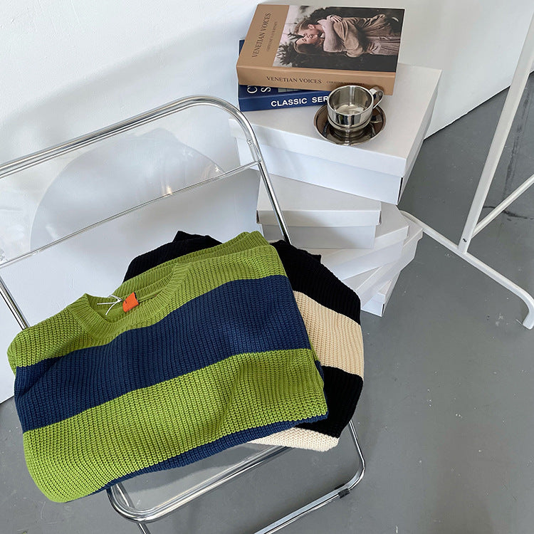 Men Sweatshirt | Oversized Crew Neck Colour Block Stripe Fit