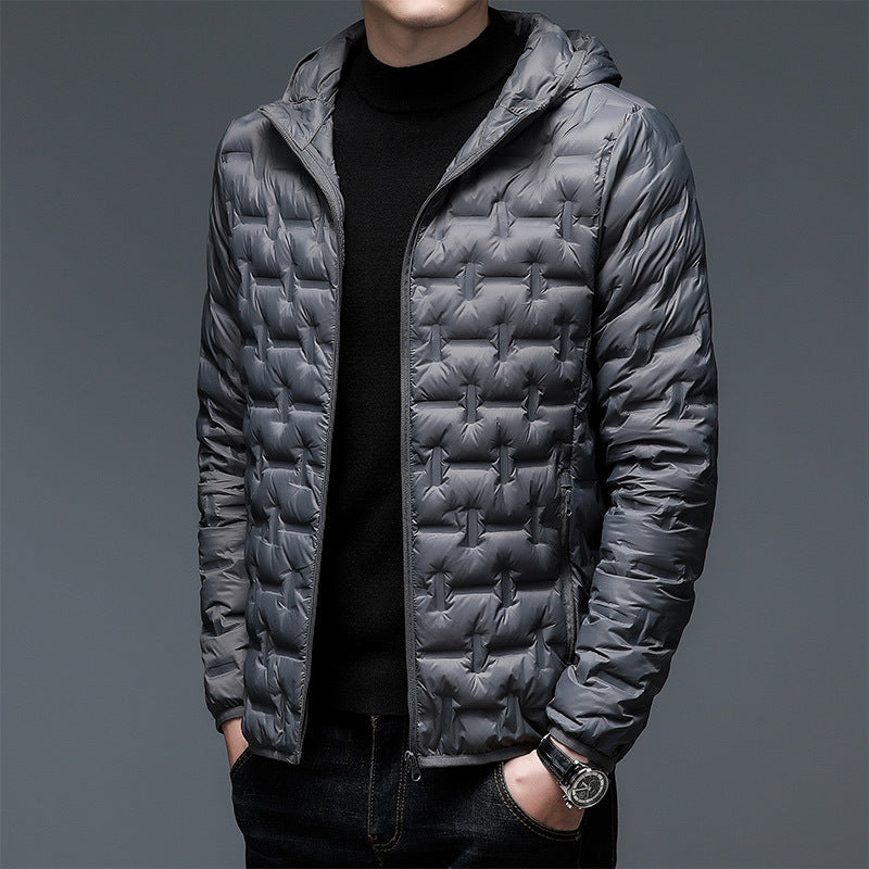 Men Jacket | Hooded Zip-Up Quilted Down Fill Regular Fit