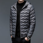 Men Jacket | Hooded Zip-Up Quilted Down Fill Regular Fit