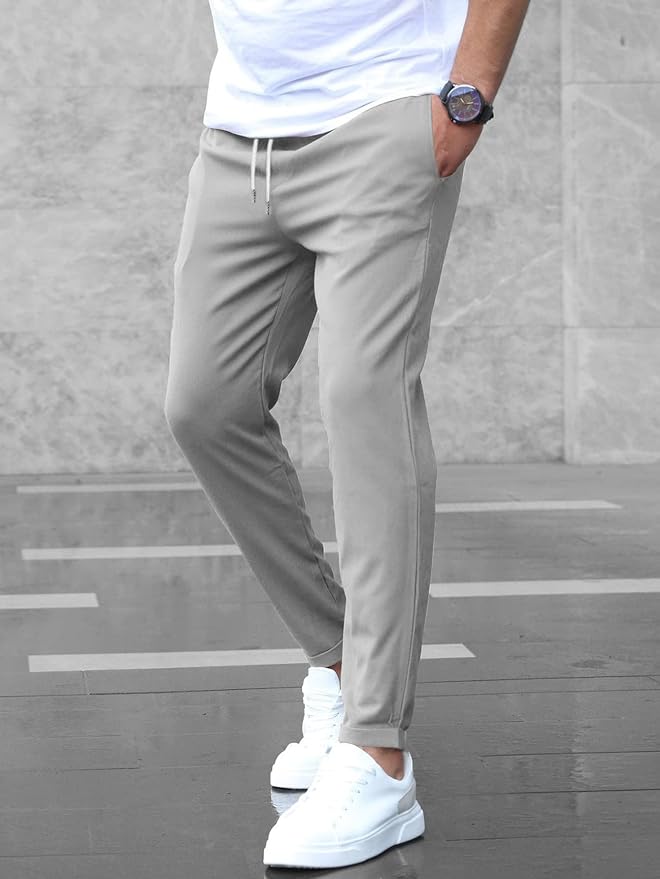 Men Joggers | Slim Fit with Drawstring Waist and Cuffed Ankles